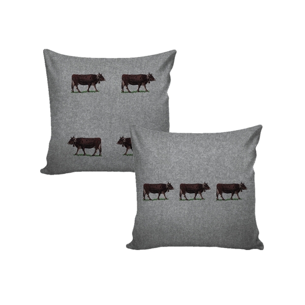 Kuh Kissen in Lodenoptik 40 x 40 cm Digitaldruck auf 100 % Baumwolle